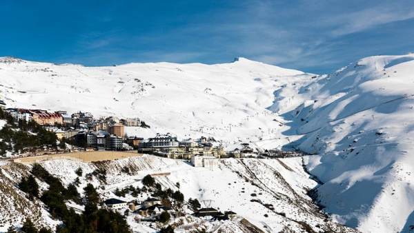 Aerial view of a ski resort in Sierra Nevada, Granada Province